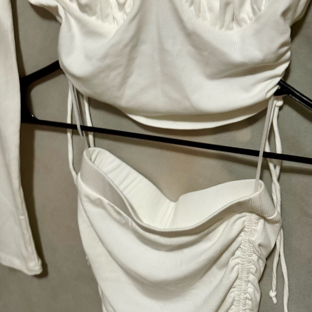 White Ruched Two-Piece Set - Picture 4 of 8